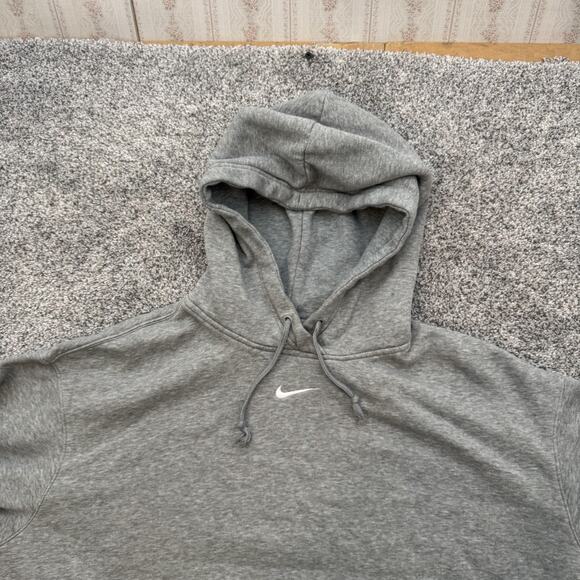 Nike Hoodie Mens Medium Gray Pullover Sweatshirt Swoosh Logo Fleece Athletic - Picture 4 of 10